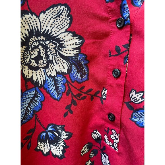 Van  Heusen red‎ flowered 3/4 sleeve shirt size Medium - Picture 4 of 7